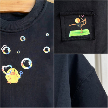 duck blowin bubbles tee